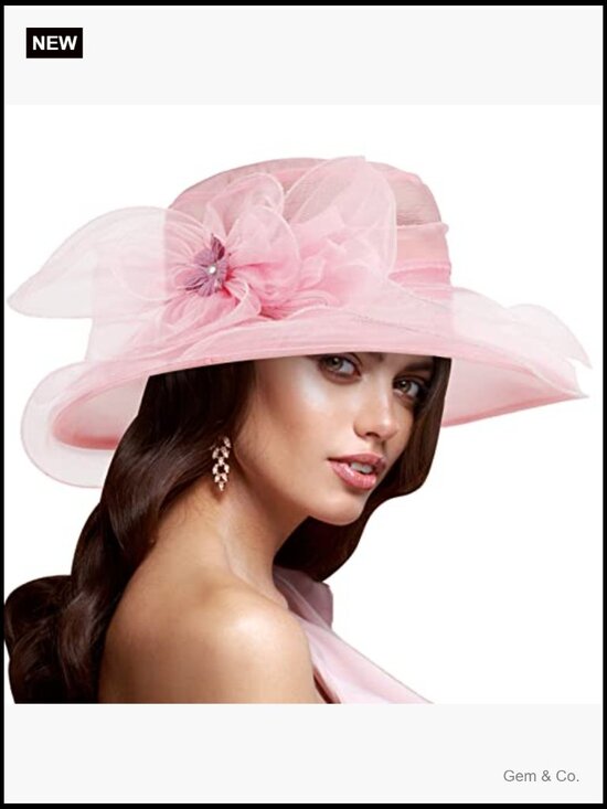 Organza Wide Brim Fascinator Hat - Derby Cocktail Wedding Church Tea Party main image 5